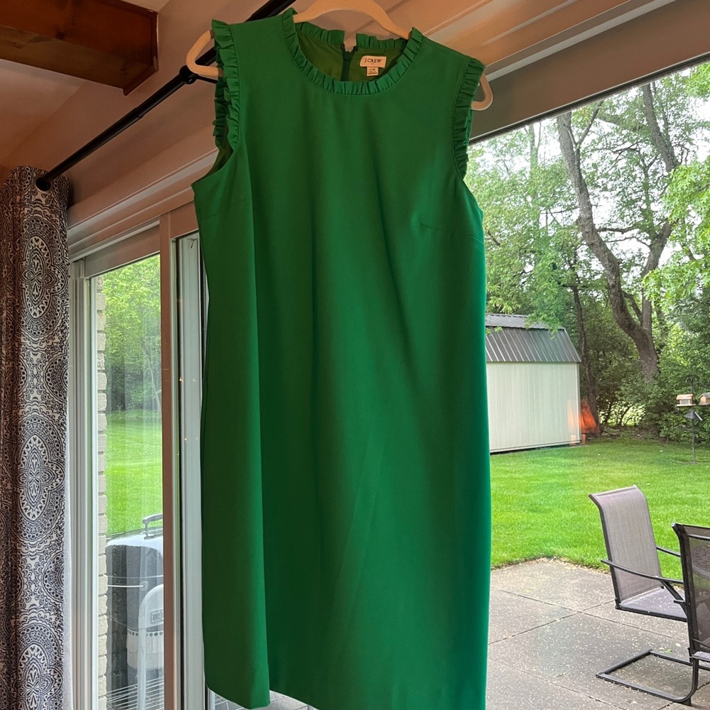 J. Crew Green Sheath Midi Dress for Wedding Guest